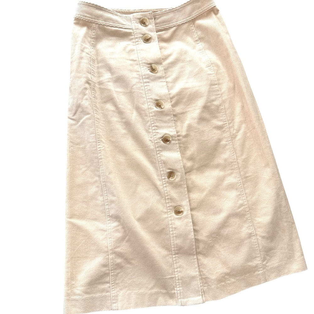 Cream Corduroy Button Down Skirt